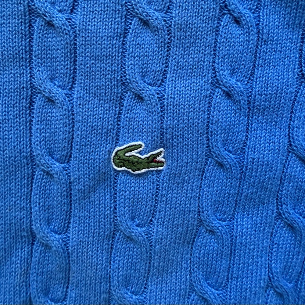 Lacoste Cable Knit Sweater Size XL Blue 100% Cotton - Picture 4 of 7